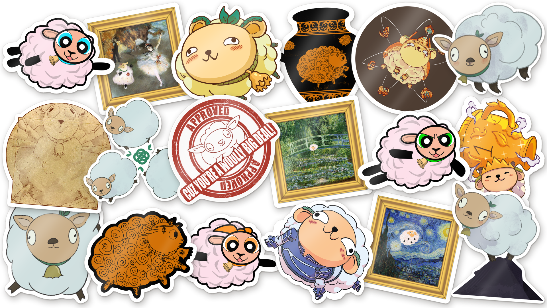 Sheet of custom Woollyback stickers